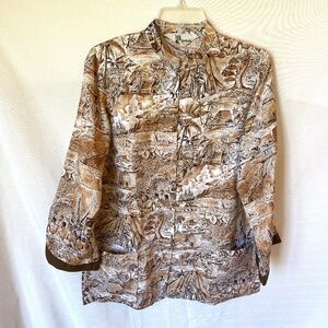 Vintage Lauhala Hawaiian Shirt Jacket with Pockets Tang Style
